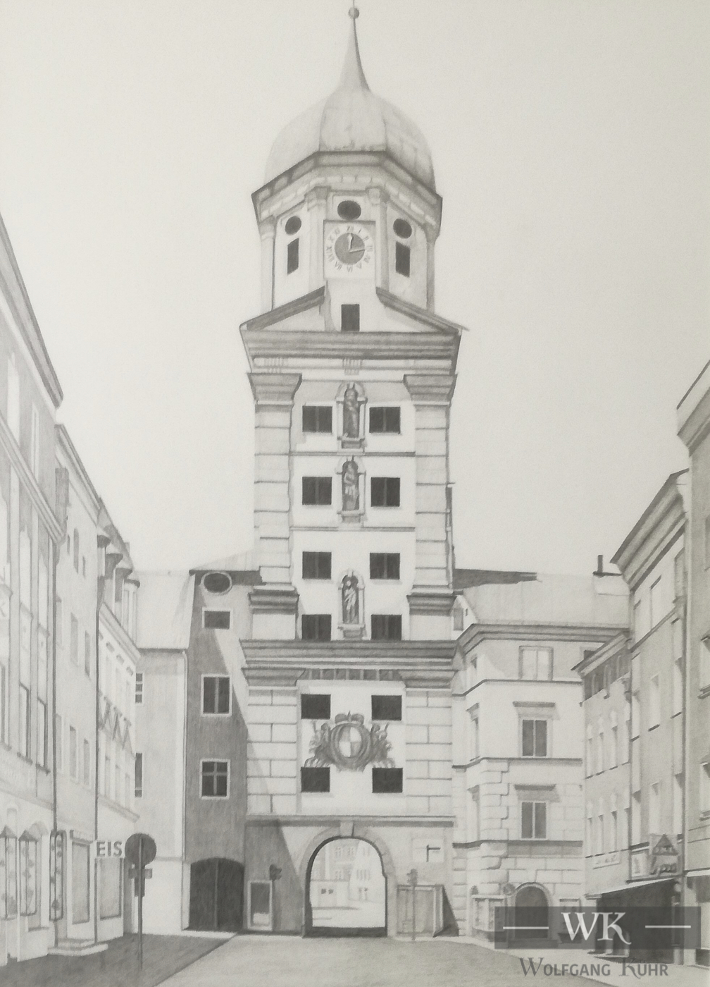 DZ01 – „Vilshofen“ 32×40 I Bleistift auf Karton (1977)