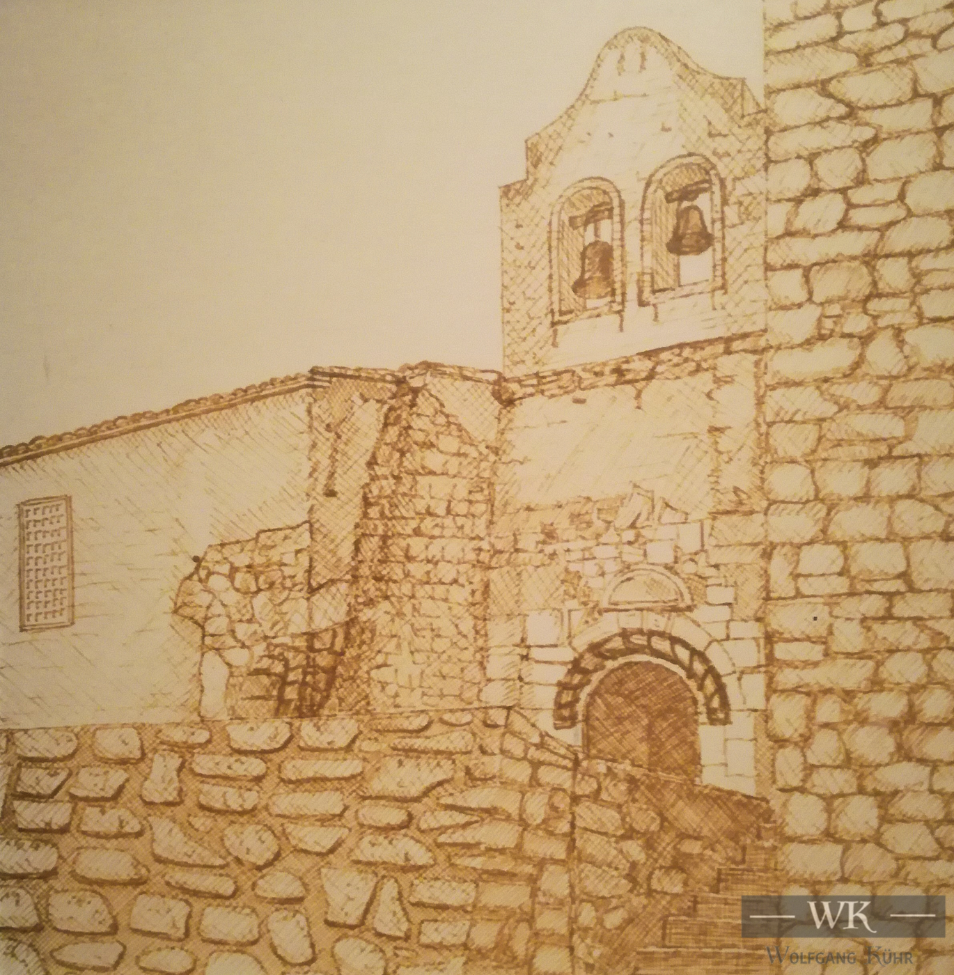 DZ11 – "Bergkapelle“ 19×19 I Filzstift auf Papier (1984)