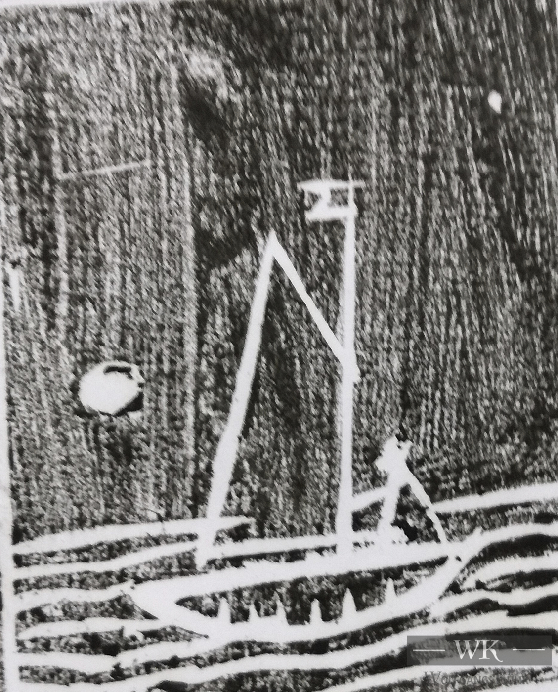 DZ13 – "Segelboot“ 5×6 I Holzschnitt (1989)
