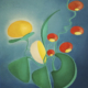 W12 – „Blume mit gelben Blüten und roten Früchten“ 31x40cm I Öl auf Leinwand (1980)
