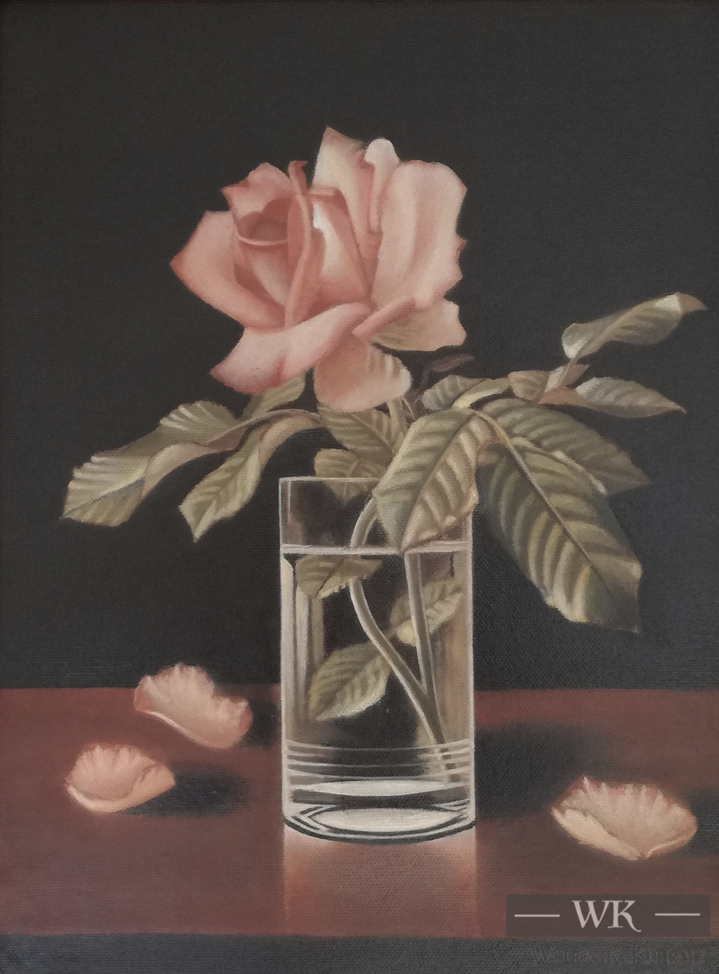 W48 – "Stilleben mit Rose“ 40×50 I Öl auf Leinwand (2017)